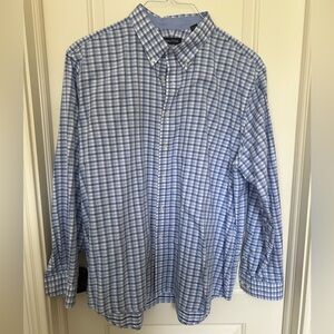 Nautica Men's Casual Blue and White Plaid Shirt